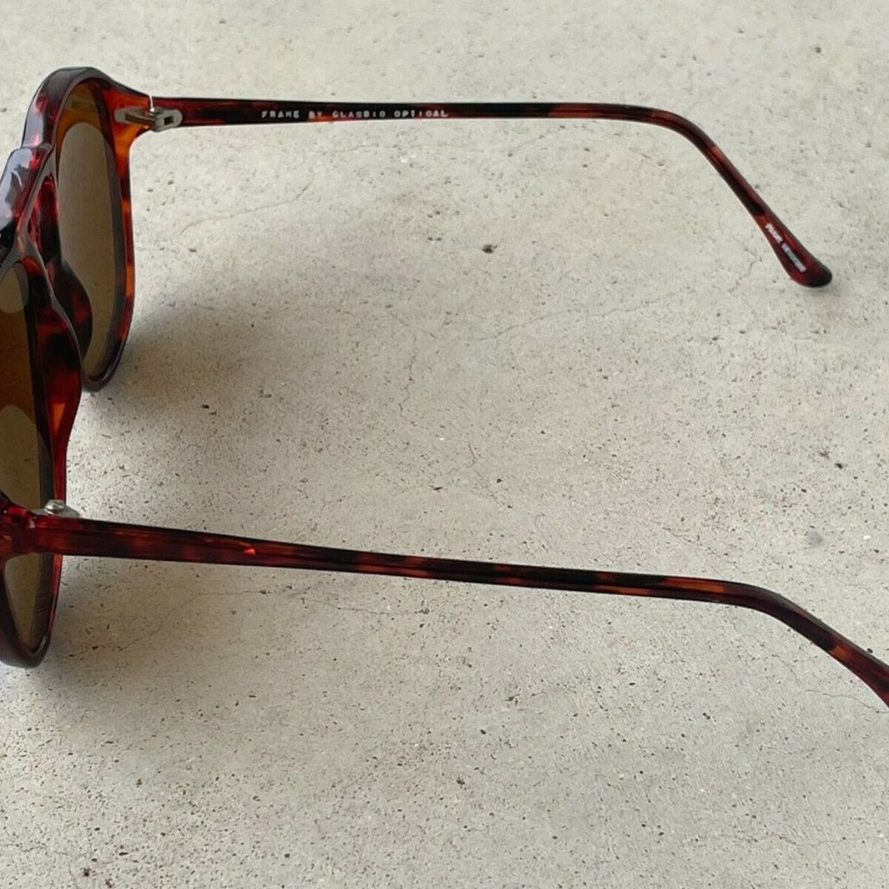 Classic Optical Men Sunglasses Blue Mirror Lenses Brown Tortoise Frame - Picture 10 of 13